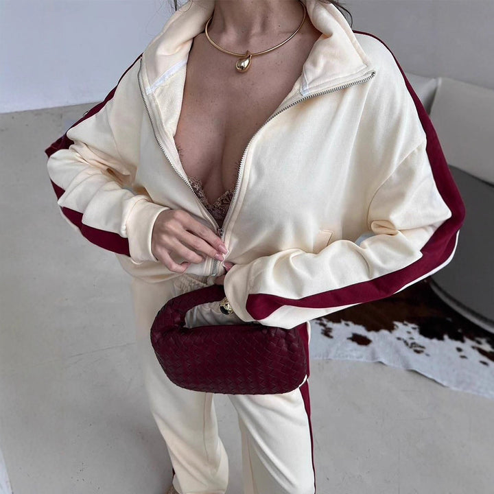 Damen sportlicher Fleece-Hoodie und lässige Hose Set Drune