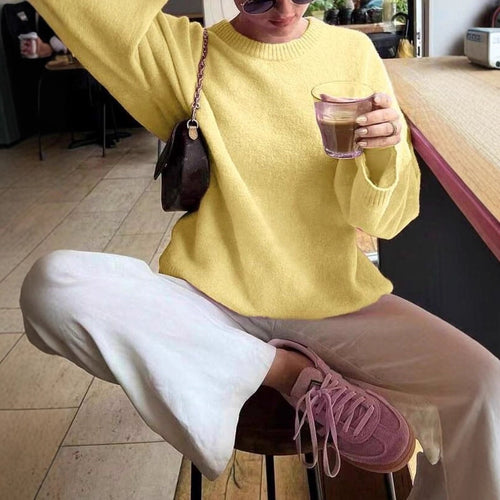 Damen Weicher Oversized-Pullover aus hochwertiger Wolle Drune