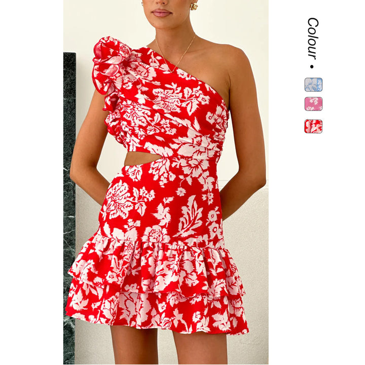 Damen Wickelkleid mit asymmetrischem Design und voluminösen Rüschen Drune