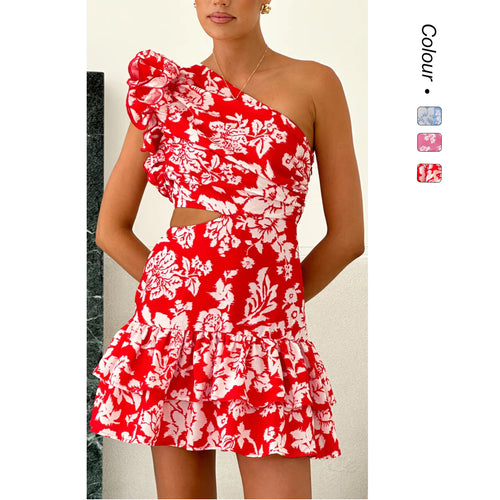 Damen Wickelkleid mit asymmetrischem Design und voluminösen Rüschen Drune