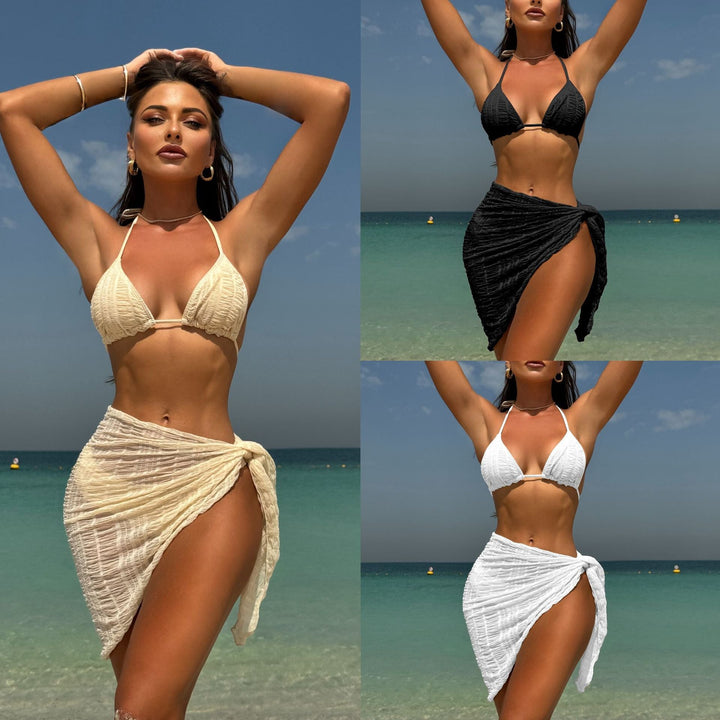 Damen Triangel-Bikini-Set mit strukturierter Oberfläche und verspieltem Rock Drune