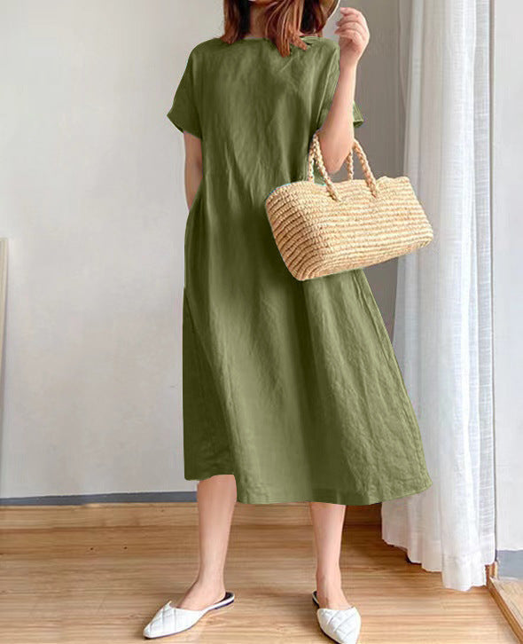 Damen Leichtes und vielseitiges Sommerkleid mit Taschen Drune