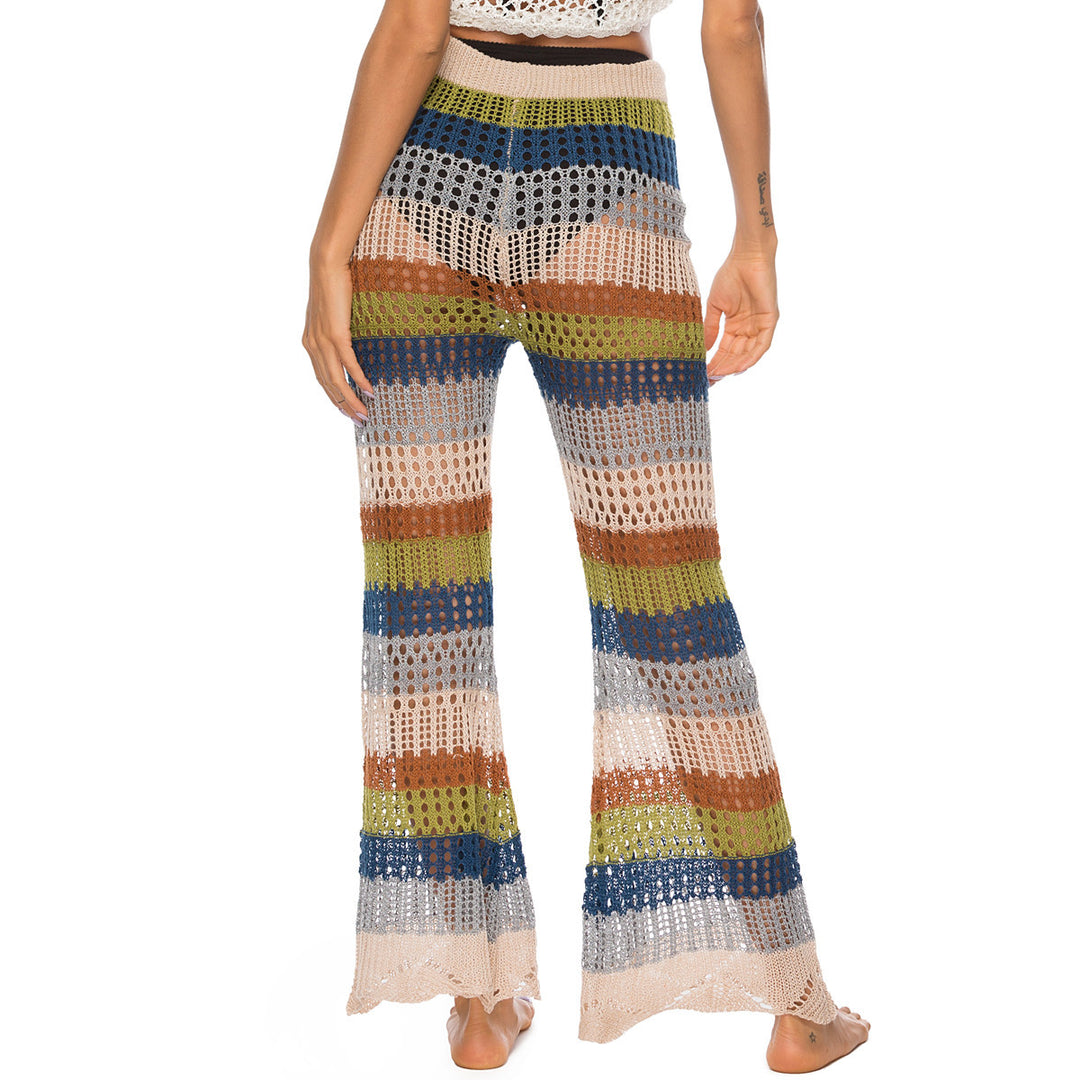Damen Luftige Häkelhose im Boho-Stil mit hoher Taille Drune