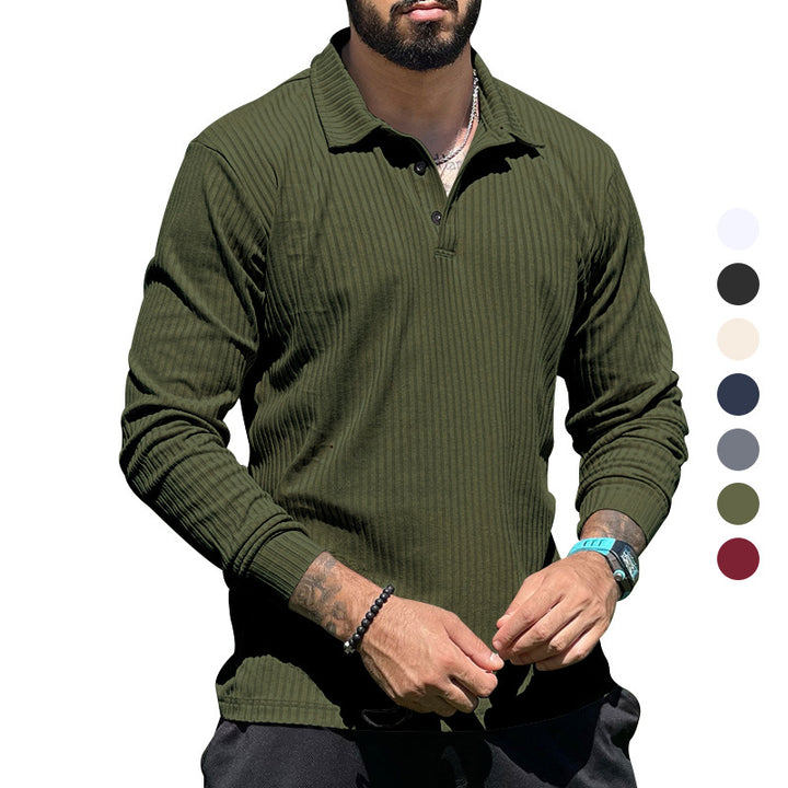 Herren langer Strickpullover mit strukturiertem Design und Knopfleiste Drune