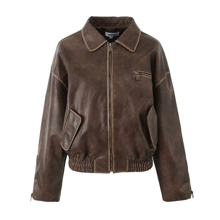 Damen Lederjacke mit modernem Schnitt und praktischen Reißverschlusstaschen Drune