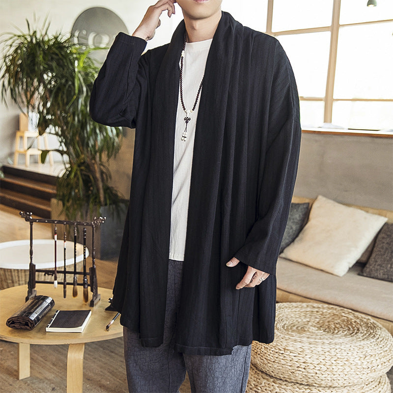 Herren lässige Kimono-Jacke mit elegantem Schnitt und weichem Gewebe Drune