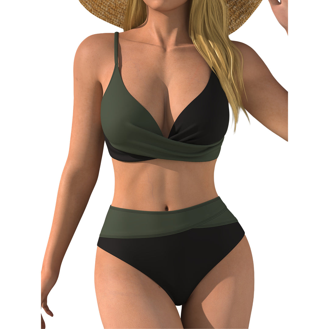 Damen Hochtaillierter Beach-Bikini mit Wickeloberteil Drune