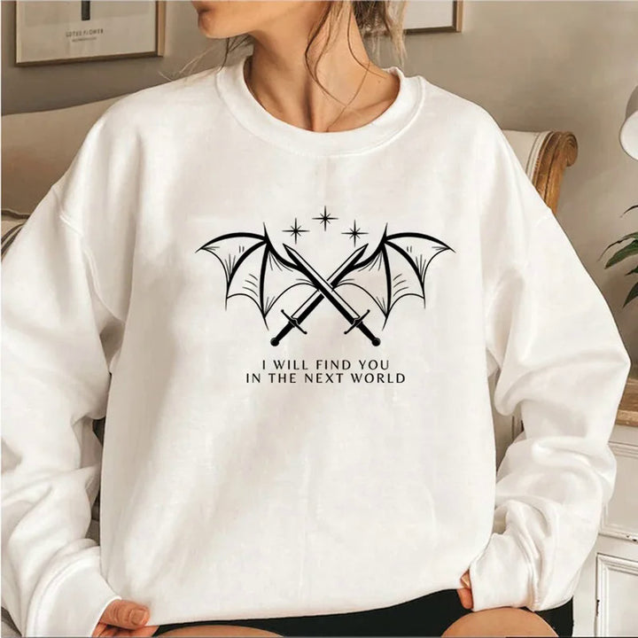Damen Sweatshirt mit künstlerischem Grafikdesign und inspirierendem Schriftzug Drune