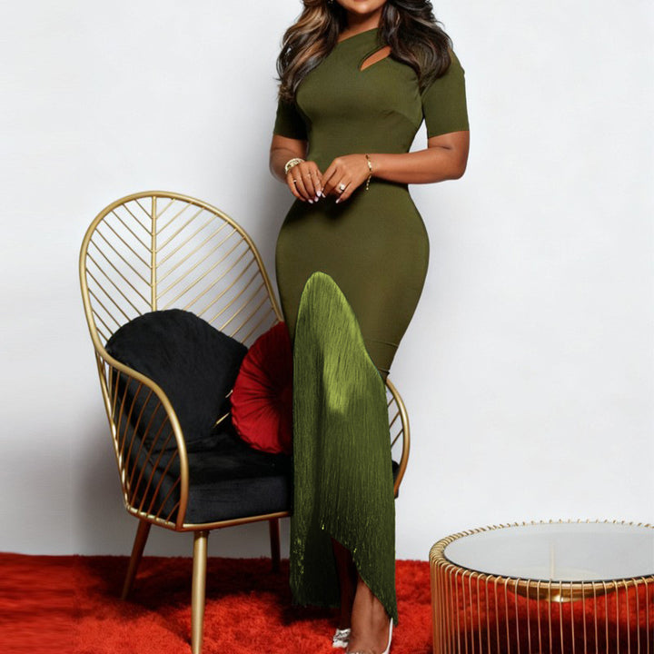 Damen elegantes Kleid mit asymmetrischem Saum und modischem Cut-Out Drune