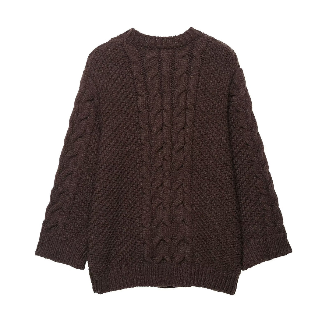 Damen Grobstrickpullover mit Rundhalsausschnitt und lässigem Schnitt Drune
