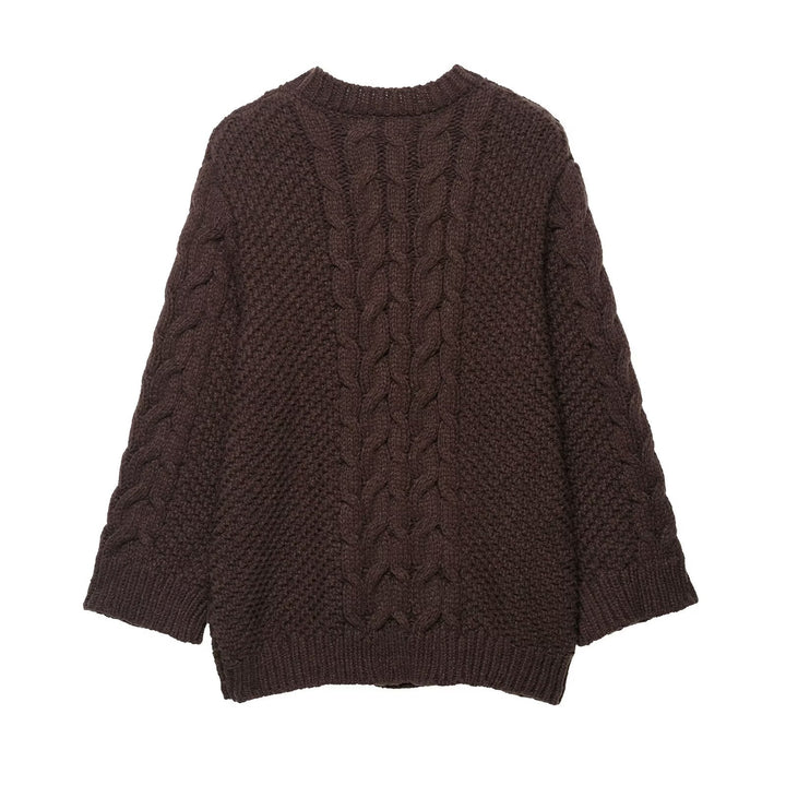 Damen Grobstrickpullover mit Rundhalsausschnitt und lässigem Schnitt Drune