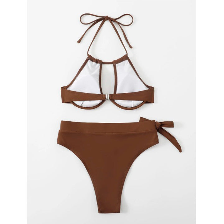 Damen Triangel-Bikini mit hohem Bund und modischem Knopfverschluss Drune