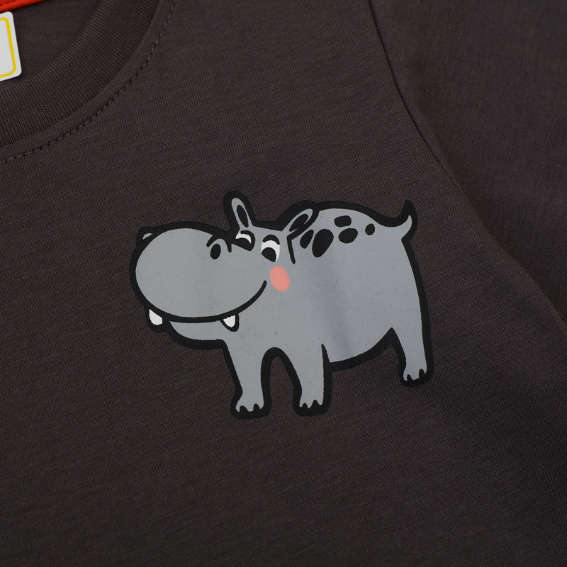 Jungen T-Shirt mit lustigem Nilpferd-Applikation Drune