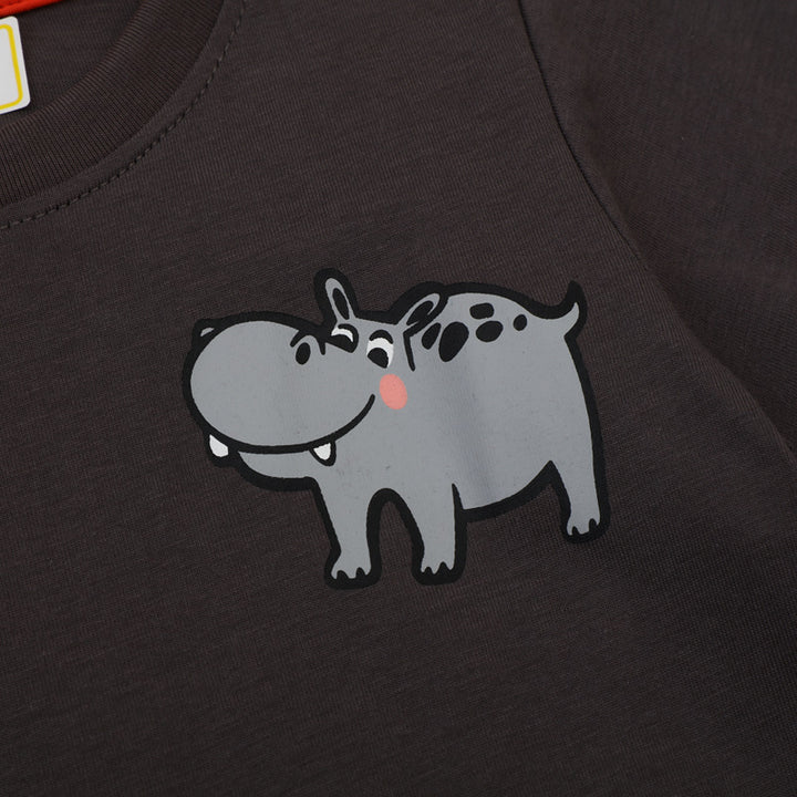 Jungen T-Shirt mit lustigem Nilpferd-Applikation Drune