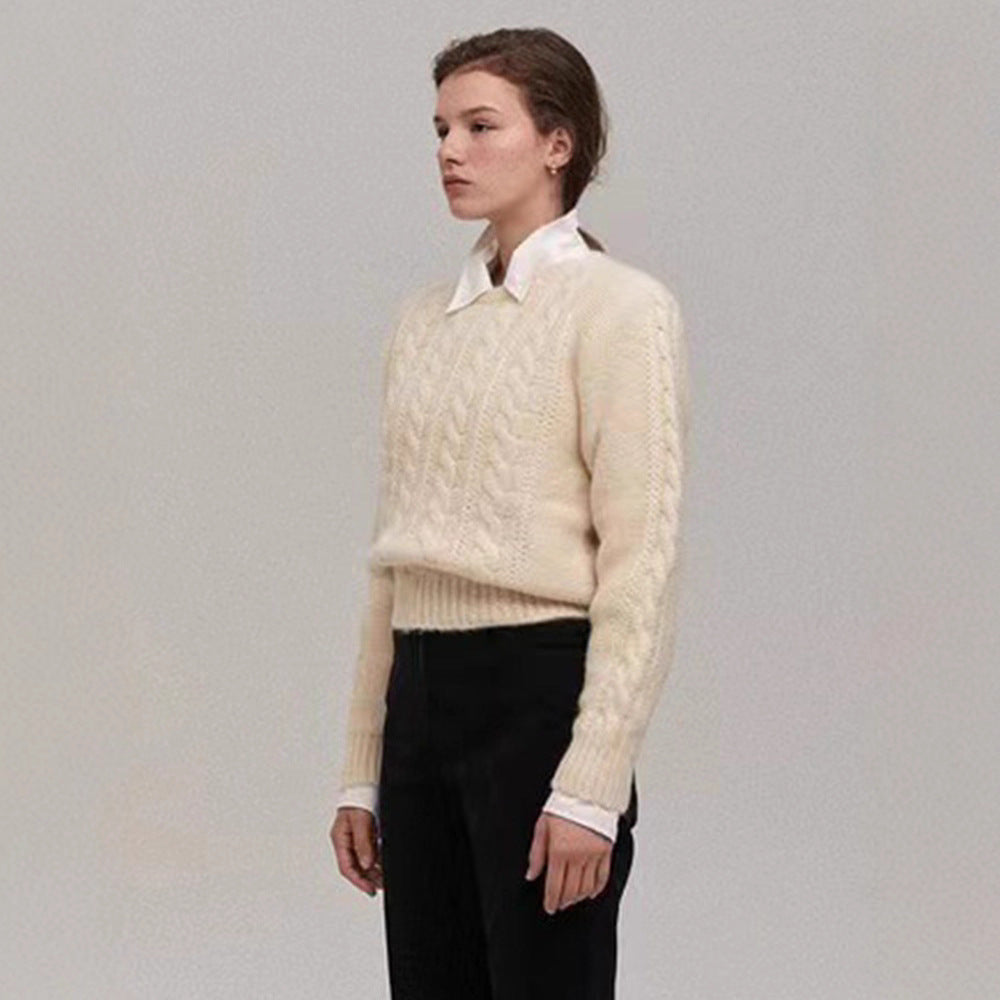 Damen kuscheliger Strickpullover mit Zopfmuster Drune