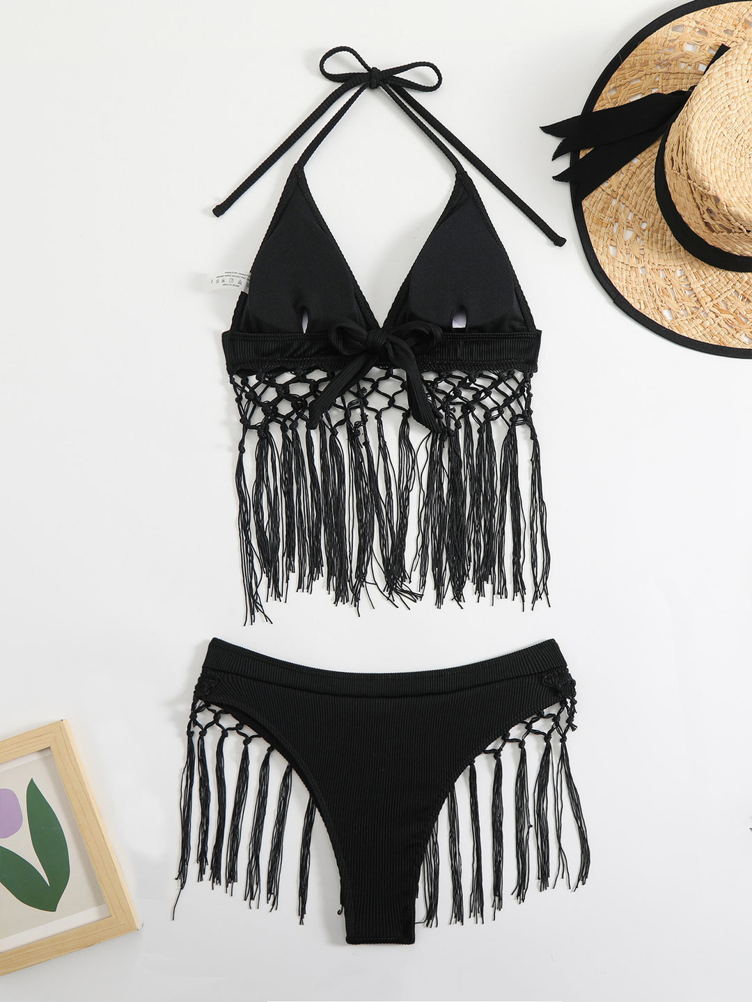 Damen Freizeitsommer-Bikini mit modischen Fransen Drune