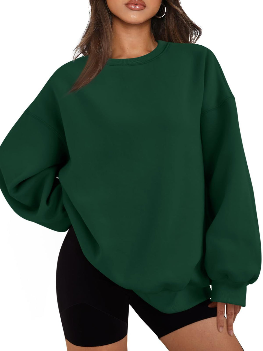 Damen nan Boxy-Crewneck-Sweat mit extraweiter Passform, Raglanärmeln und weichem Fleece-Innenfutter Drune