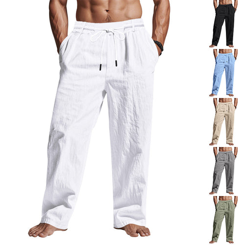 Herren entspannte Sommerhose mit elastischem Bund und praktischen Seitentaschen Drune