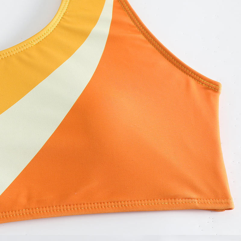 Damen Einseitiger Bikini mit modernem Farbmuster Drune