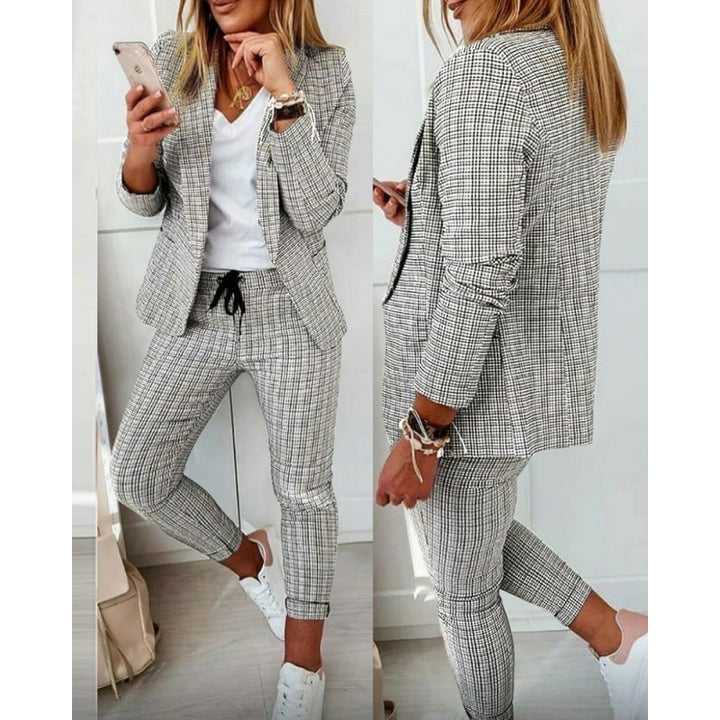 Damen elegantes Karomuster-Anzugset Drune