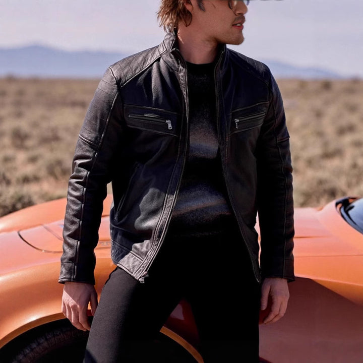 Herren Bikerjacke mit funktionalen Taschen und einzigartiger Steppung Drune