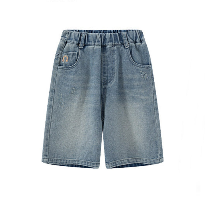 Jungen lässige Denim-Shorts mit kreativen Stickdetails Drune
