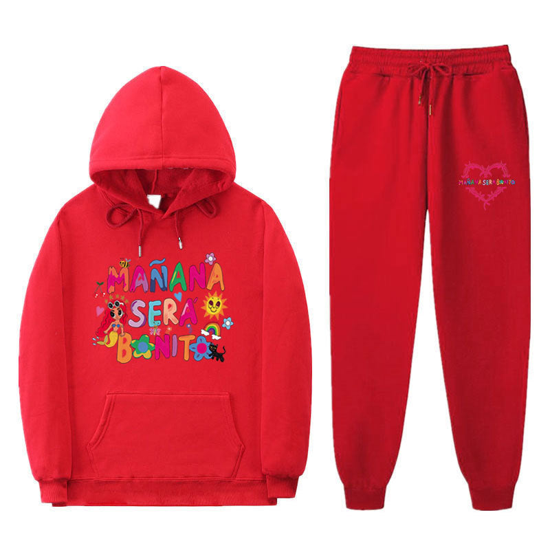 Damen Sweatshirt- und Jogginghose-Set mit buntem Aufdruck Drune