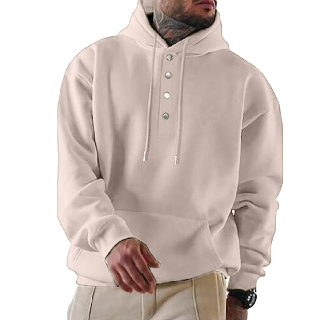 Herren Kapuzenpullover mit Knopfleiste und XXL-Passform Drune