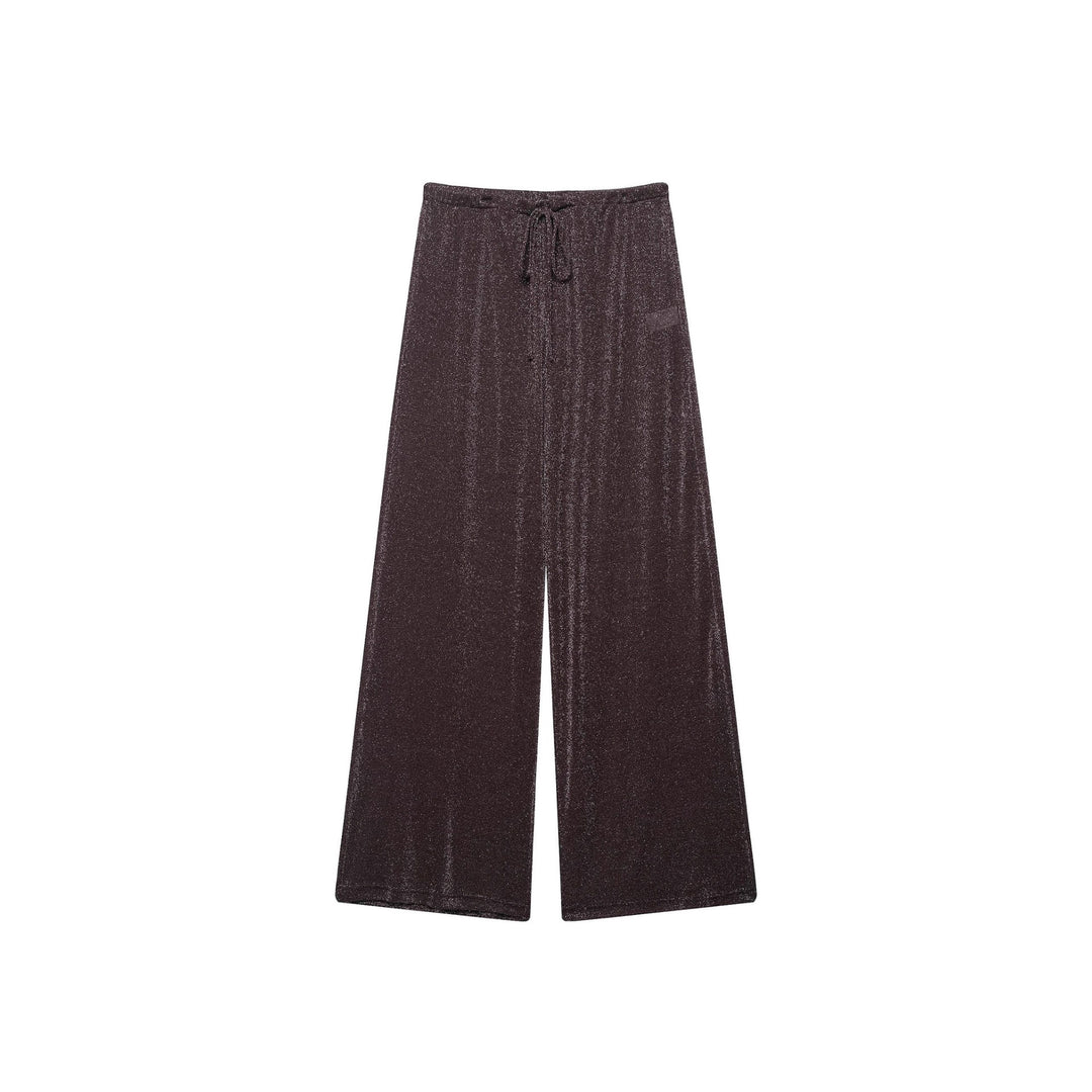 Damen weite Palazzo-Hose mit glitzerndem Effekt und elastischem Bund Drune