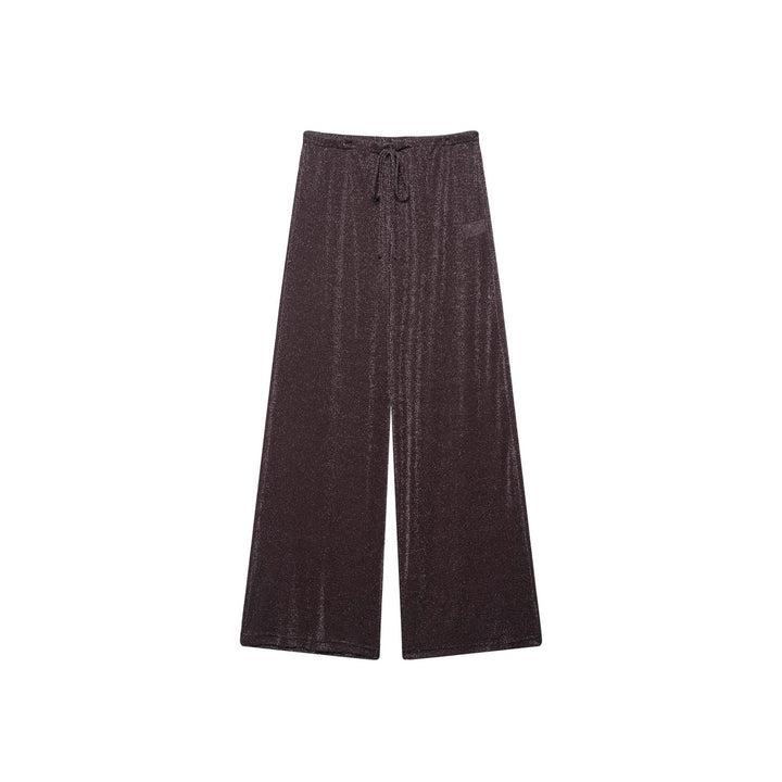 Damen weite Palazzo-Hose mit glitzerndem Effekt und elastischem Bund Drune