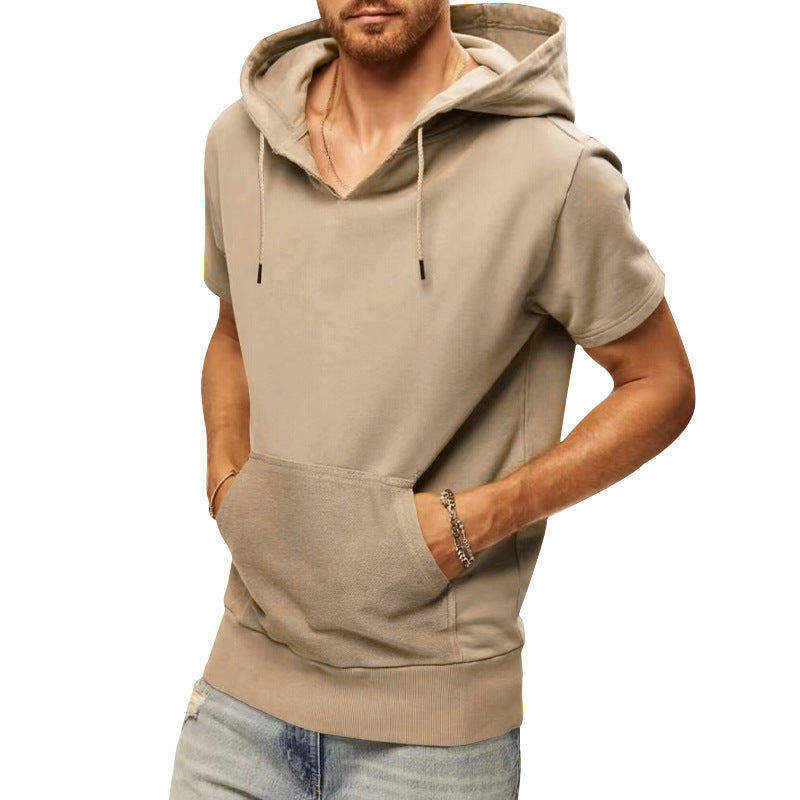 Herren lässiges Kapuzen-T-Shirt mit Fronttasche und modernem Schnitt Drune