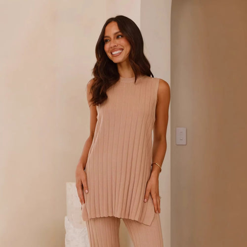 Damen elegantes und lässiges Rib-Loungewear-Set Drune