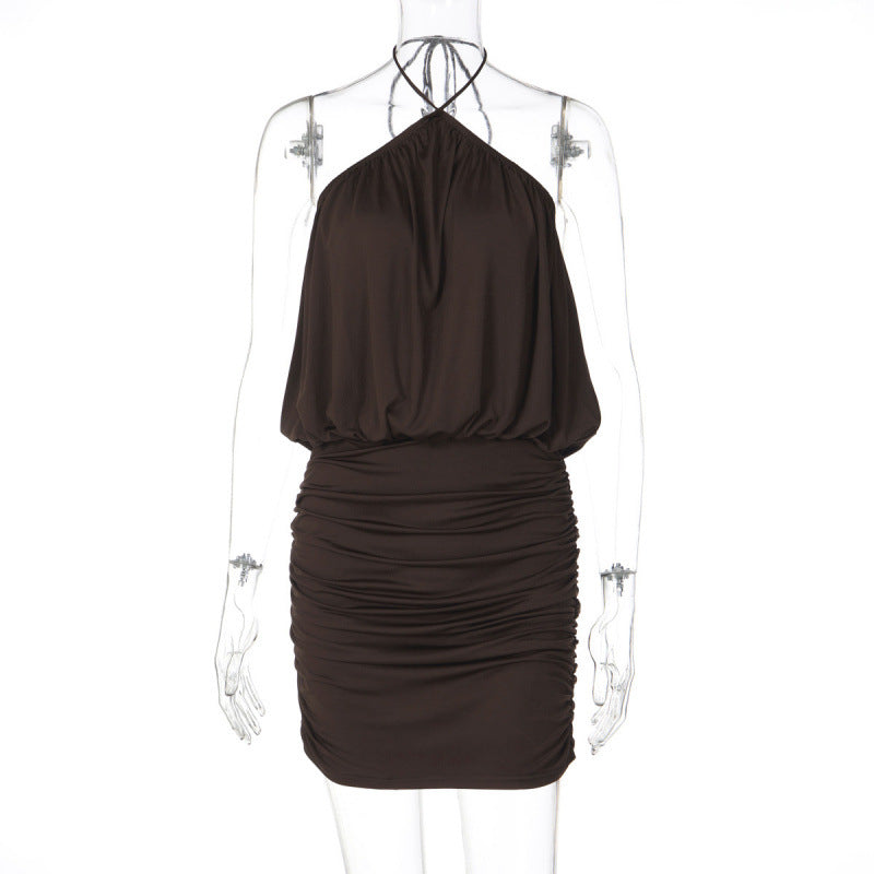 Damen Raffiniertes Wickelkleid mit Spaghetti-Trägern und gerafftem Saum Drune