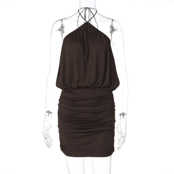 Damen Raffiniertes Wickelkleid mit Spaghetti-Trägern und gerafftem Saum Drune