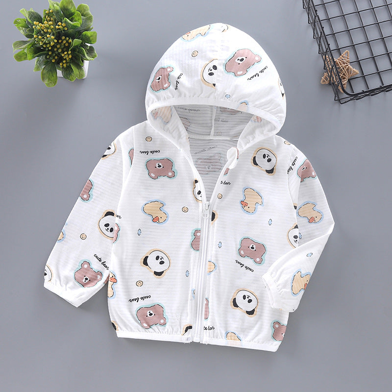 Unisex nan leichte Kapuzenjacke für Kleinkinder mit süßem Tierprint und Reißverschluss  Drune