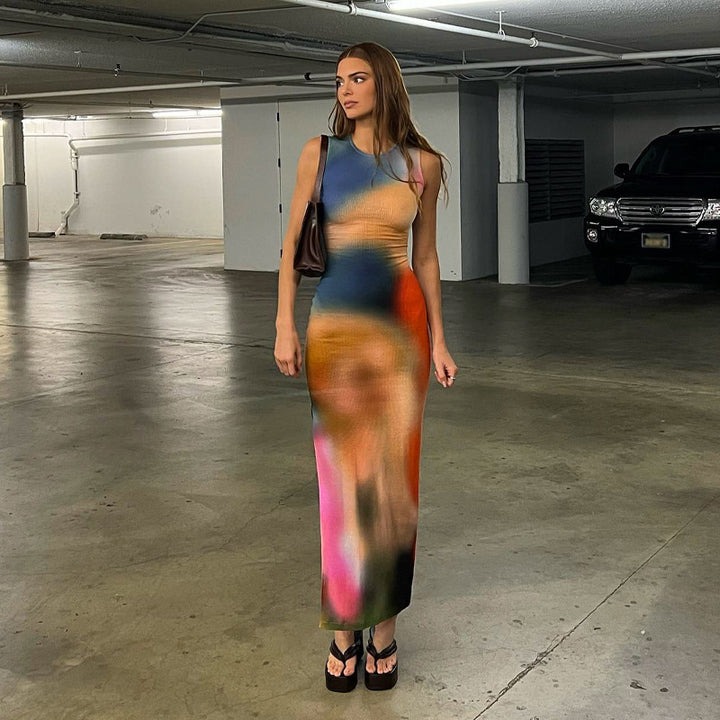 Damen Maxikleid im modernen Farbverlauf mit figurbetonter Passform Drune