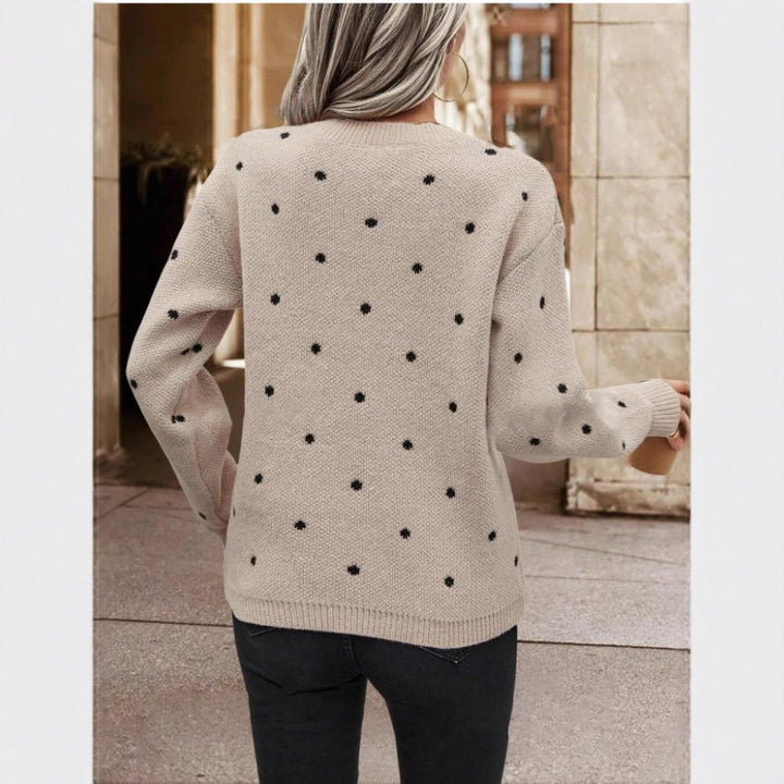Damen Gemusterter Strickpullover mit Rundhalsausschnitt und lässiger Passform Drune