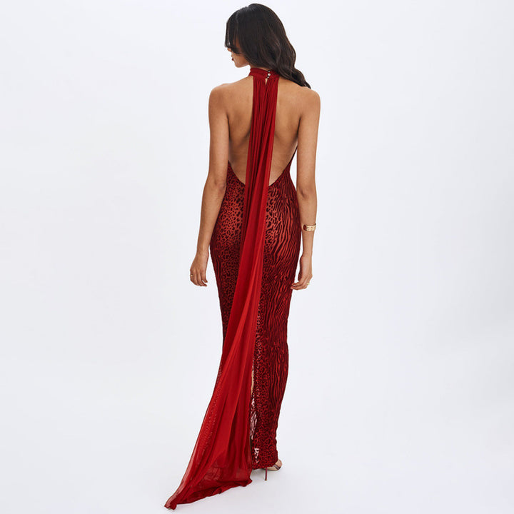 Damen Maxikleid mit aufregendem Wickeldesign und elegantem Halterkragen Drune
