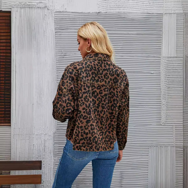 Damen Jeansjacke im Leopardenmuster Drune