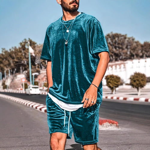Herren Lässiges Velours Freizeit-Set mit stylischem Schnitt Drune