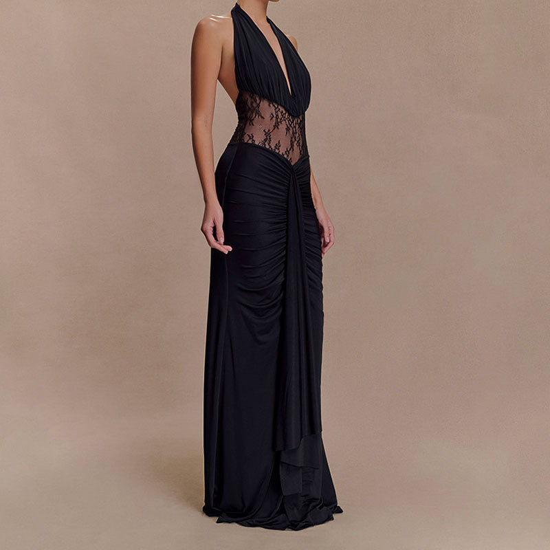 Damen Elegantes Abendkleid mit raffinierten Spitzeneinsätzen Drune