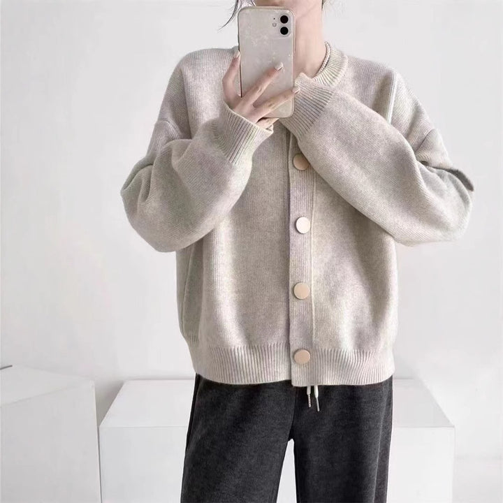 Damen Kuschelige Strickjacke mit großen Knöpfen und elegantem Design Drune