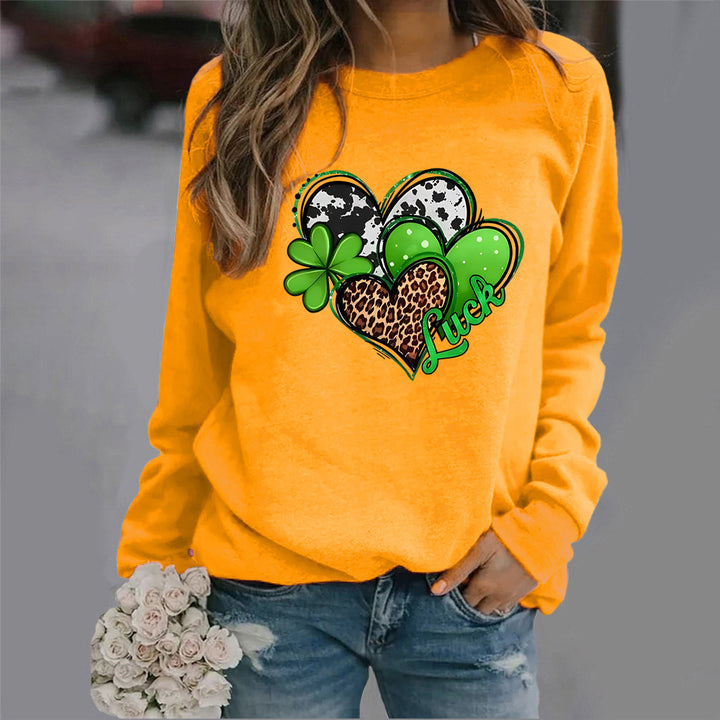 Damen Sweatshirt mit kreativem Herzdesign und auffälligem Motiv Drune