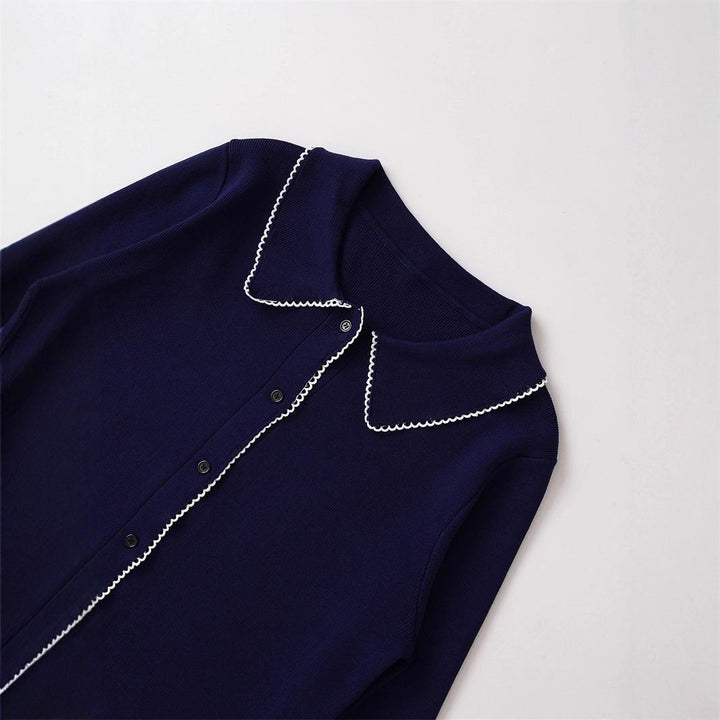 Damen Strickjacke mit dekorativem Kragen und hochwertiger Knopfleiste Drune