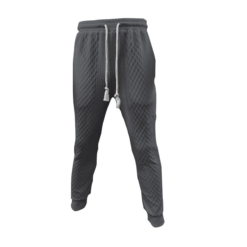 Herren nan Jacquard-Loungewear-Set mit Polokragen Kordelzugbund und konisch geschnittener Jogginghose Drune