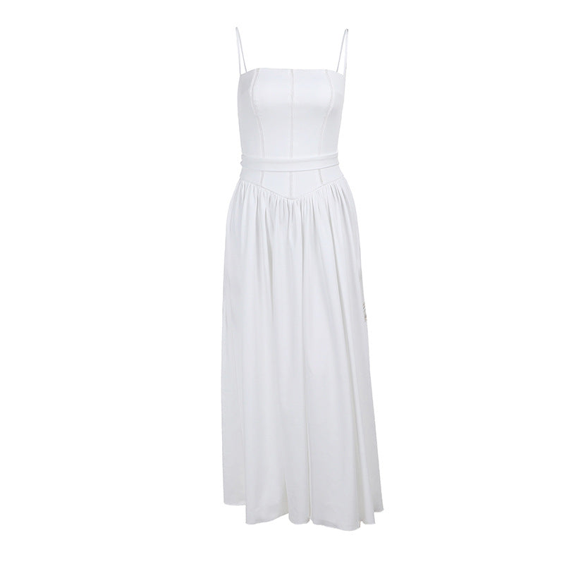 Damen Elegantes Maxikleid mit schmalem Schnitt und in der Taille gerafftem Design Drune