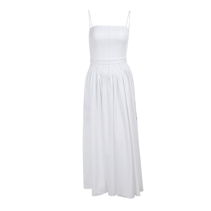 Damen Elegantes Maxikleid mit schmalem Schnitt und in der Taille gerafftem Design Drune