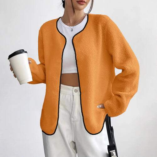 Damen lässige Fleecejacke mit offenem Schnitt und praktischen Taschen Drune