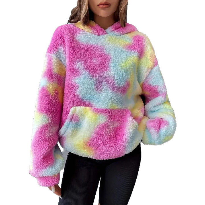 Damen Sweatshirt mit buntem Fleece und Kapuze Drune