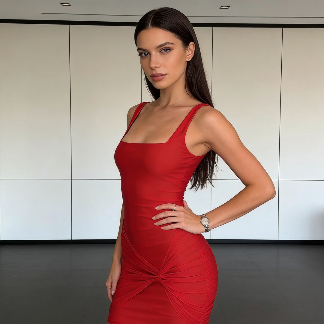 Damen Figurbetontes Minikleid mit Wickeldetail Drune